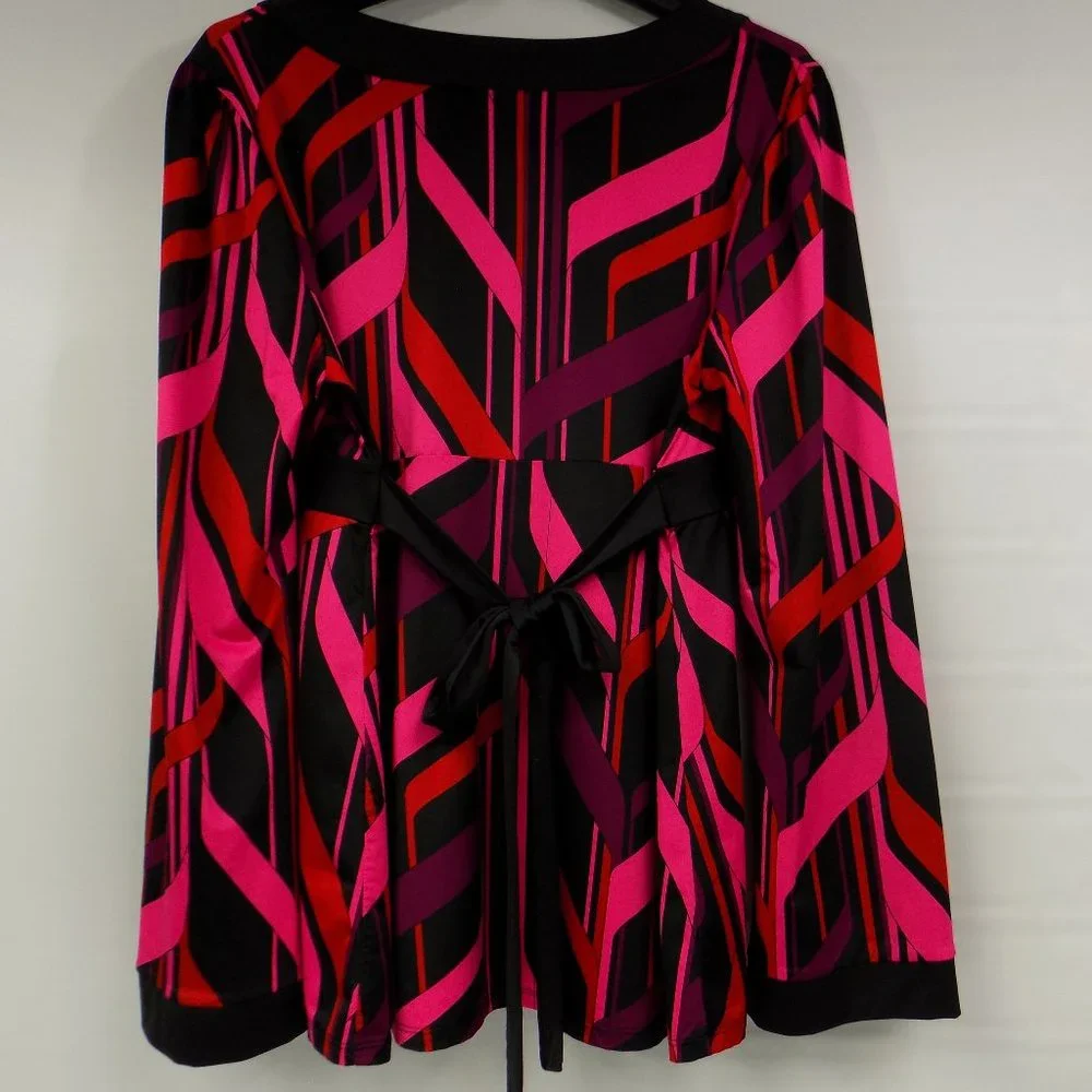 INC International Concepts Long Sleeve Blouse With Attached Belt Back Tie Size L - Picture 4 of 7